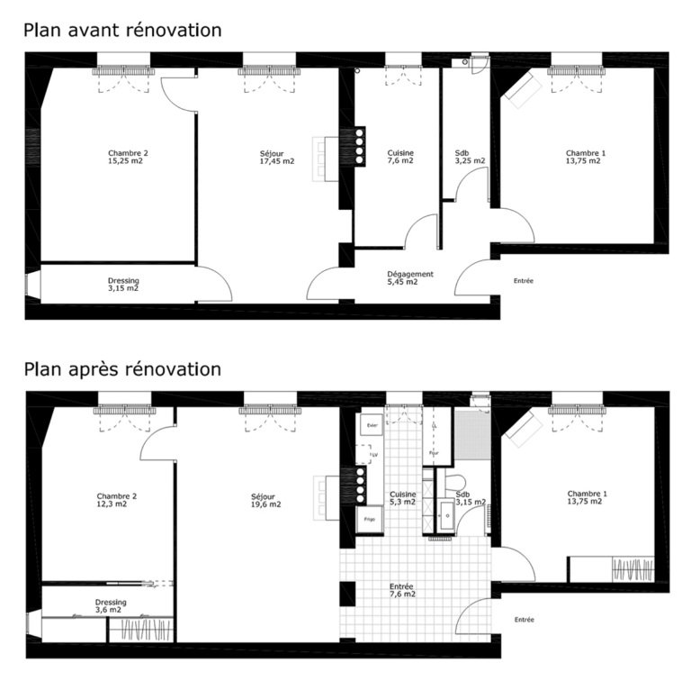 plan amenagement appartement 40m2